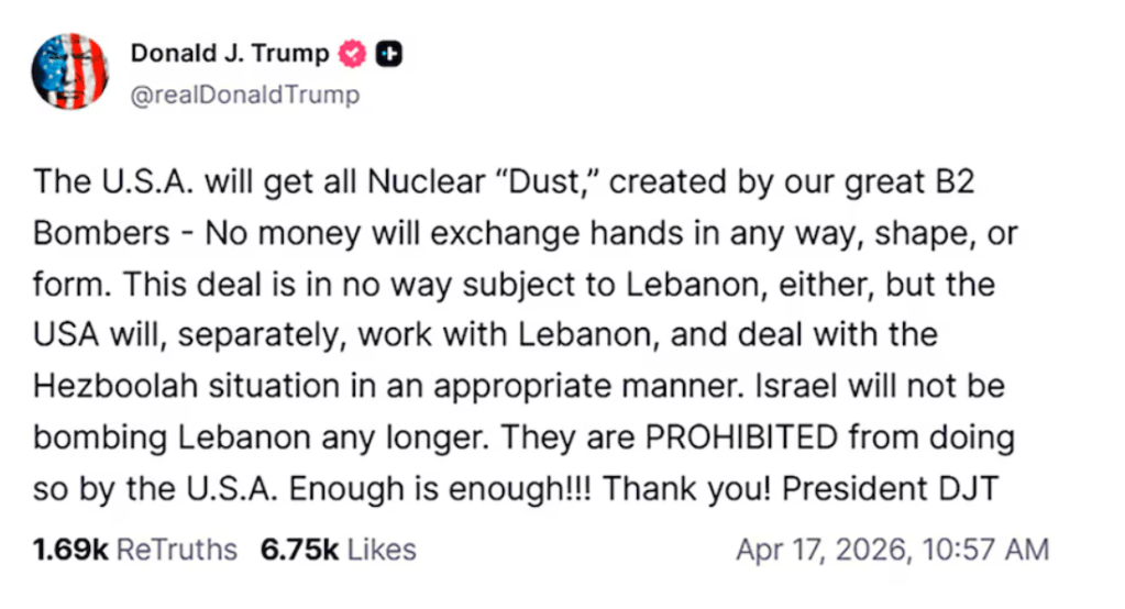 Estados Unidos intervino en el conflicto y Trump aseguró que Israel no atacará más al&nbsp;Líbano